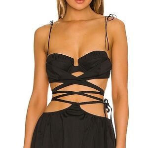 For Love And Lemons Marley Wrap Bra Top In Black XL - NWT